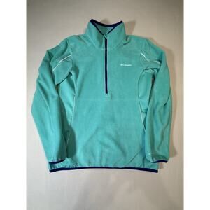 Columbia Omni-Heat Women’s Fleece Pullover Aqua Blue 1/2 Zip Jacket Size Small